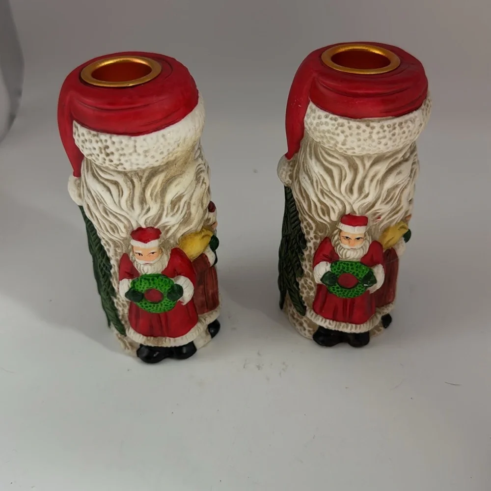 Old World Santa Claus Taper (Set of 2) Candle Holders